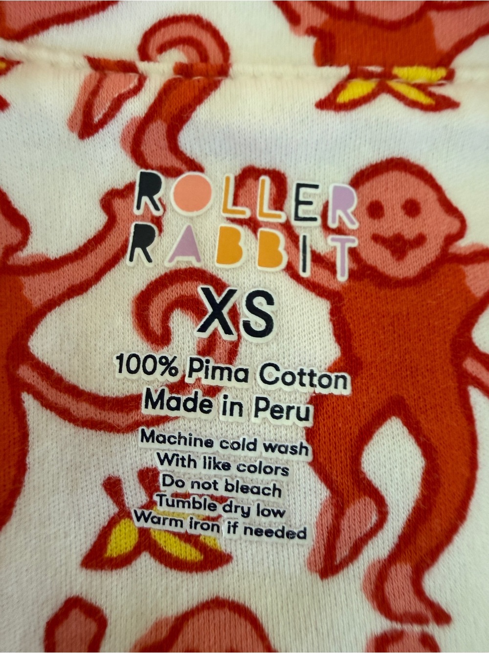 Roller Rabbit Red Monkey Short Pajama Set XS - Picture 2 of 4